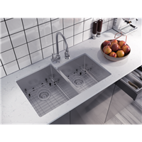 Pelican PL-VR6040 R20 18 Gauge Stainless Steel Undermount Kitchen Sink 31 1/2'' x 20 1/2''' w/ Low Radius Corners